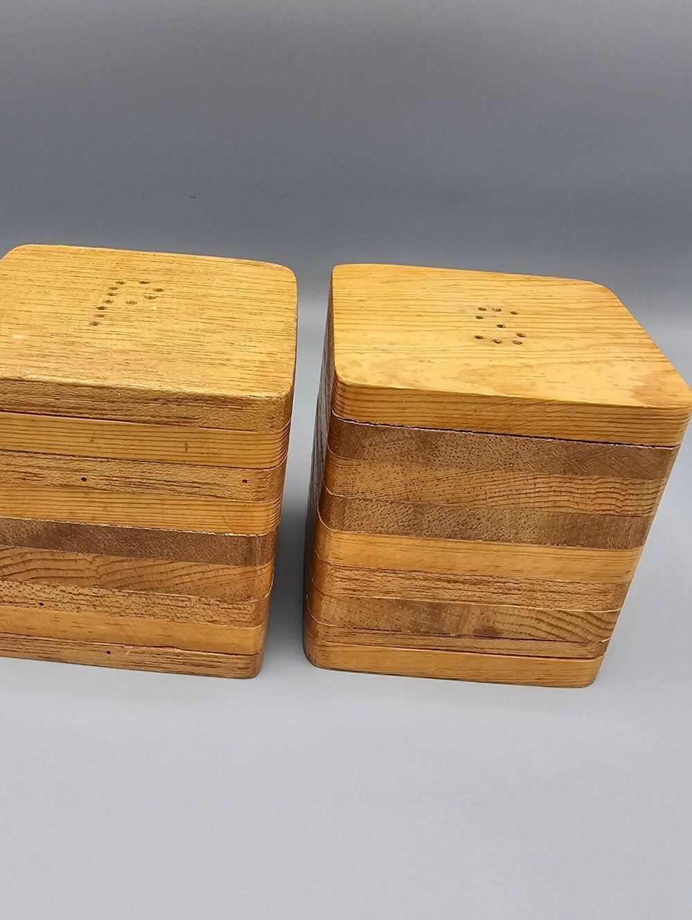 Vintage Wooden Salt and Pepper Shakers Set